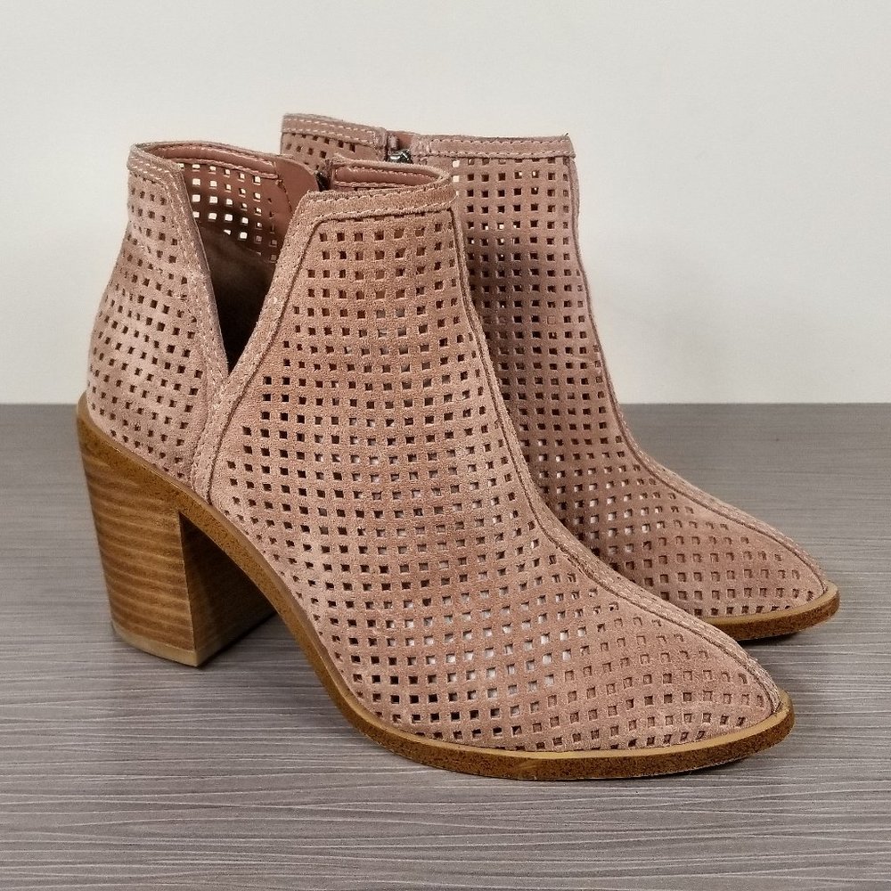 1. STATE Larocka Perforated Bootie, Blush Suede, Womens Size 5.5 M / 35.5